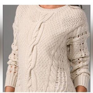 VINCE Wool/Yak Mixed Knit Cropped Sweater Cream